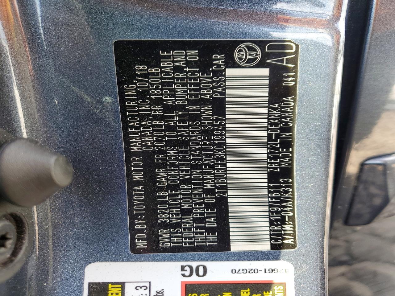 2019 TOYOTA COROLLA