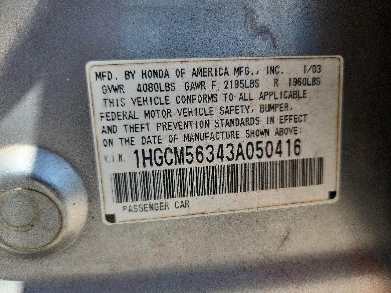 2003 HONDA ACCORD