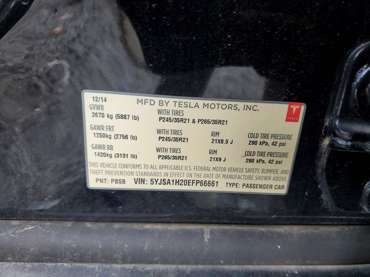 2014 TESLA MODEL S