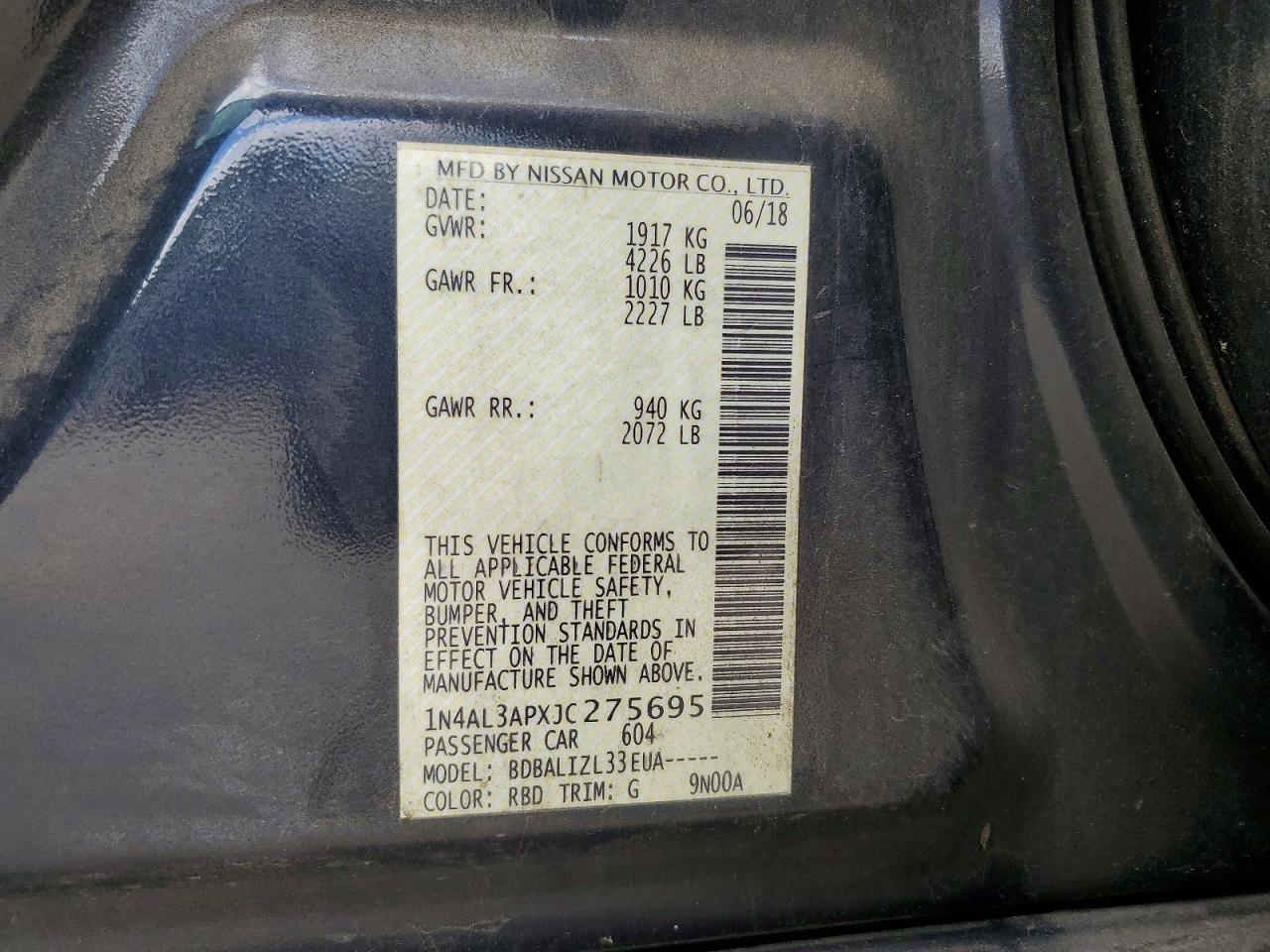 2018 NISSAN ALTIMA