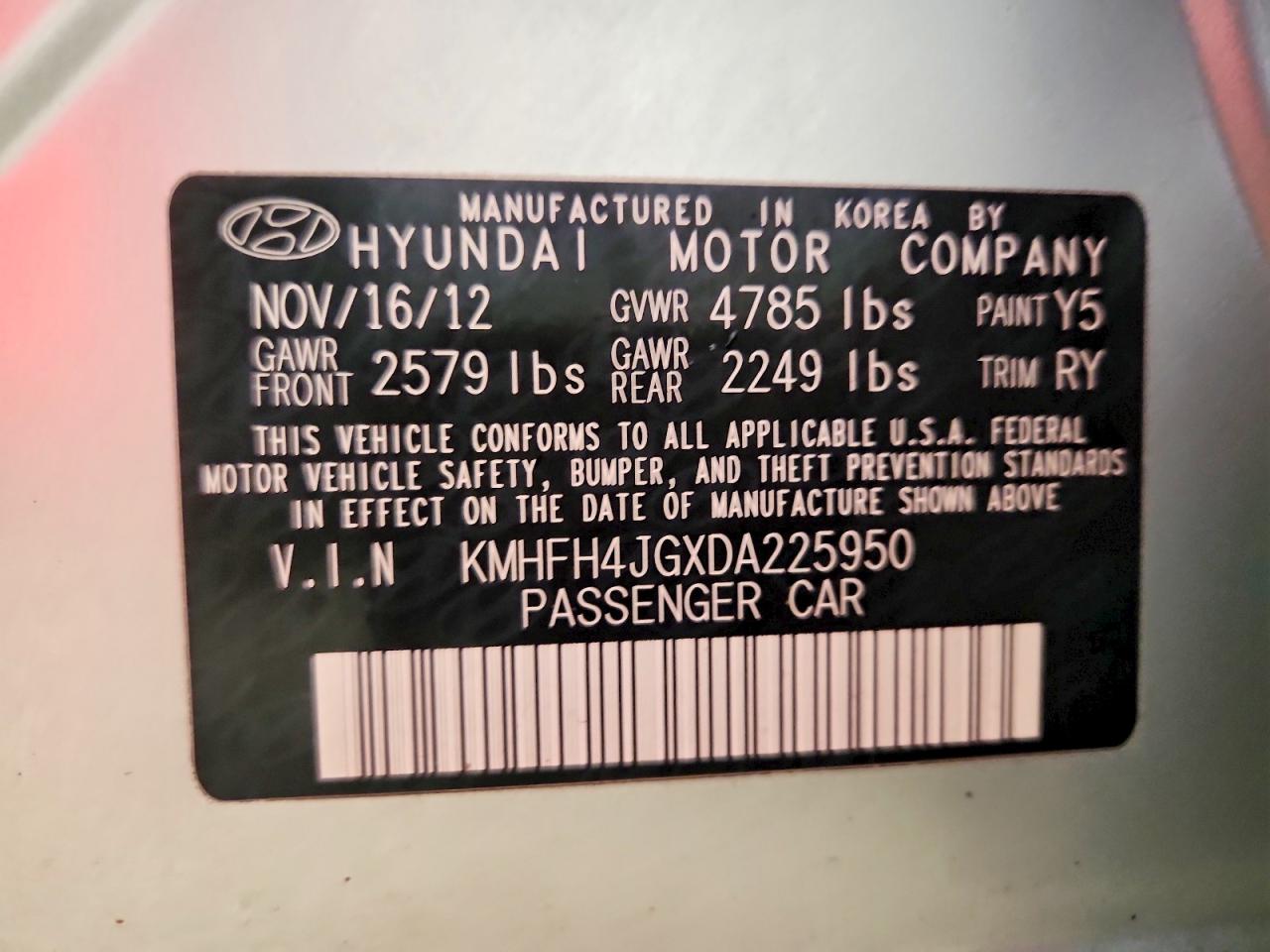 2013 HYUNDAI AZERA