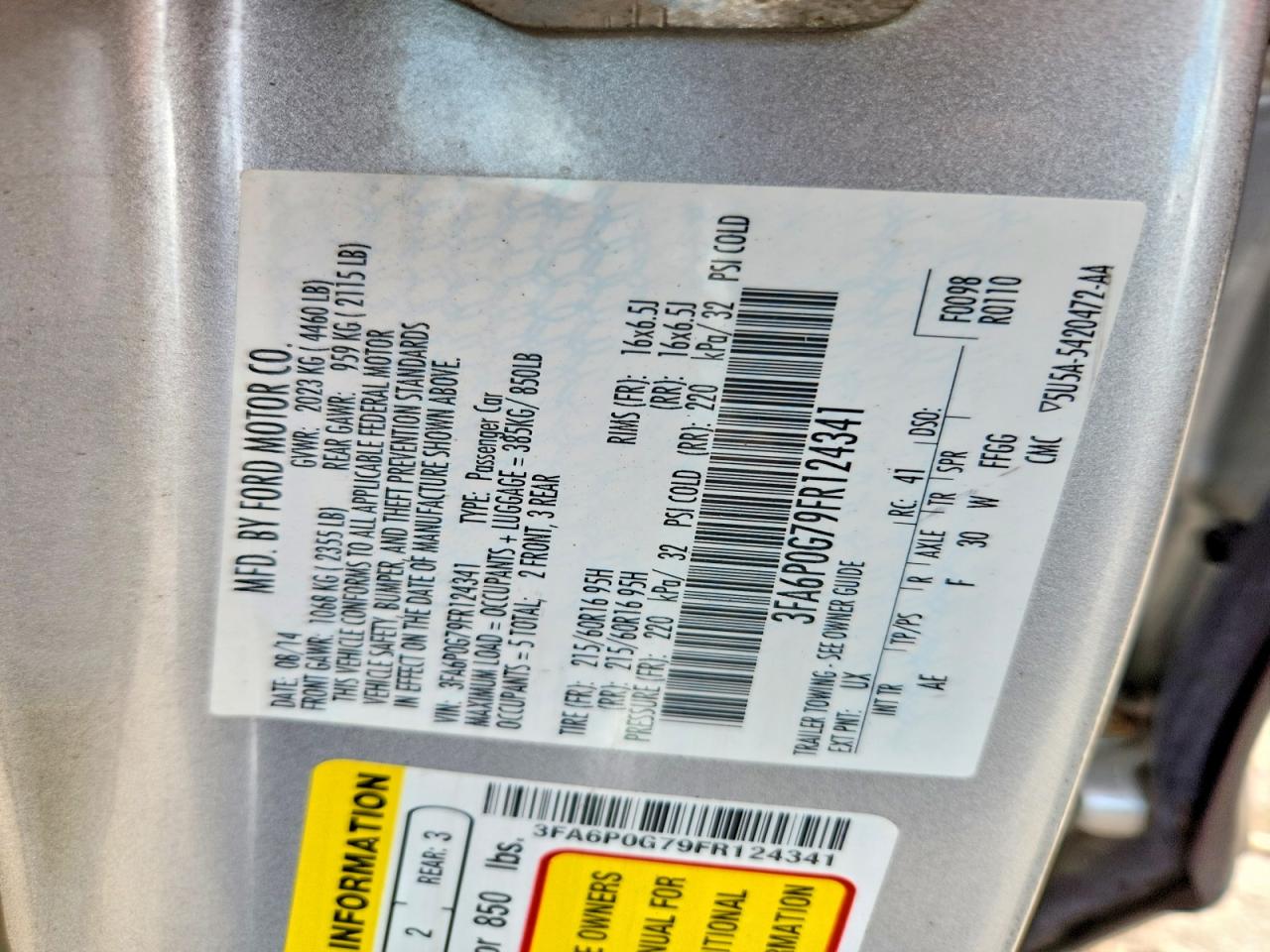 2015 FORD FUSION