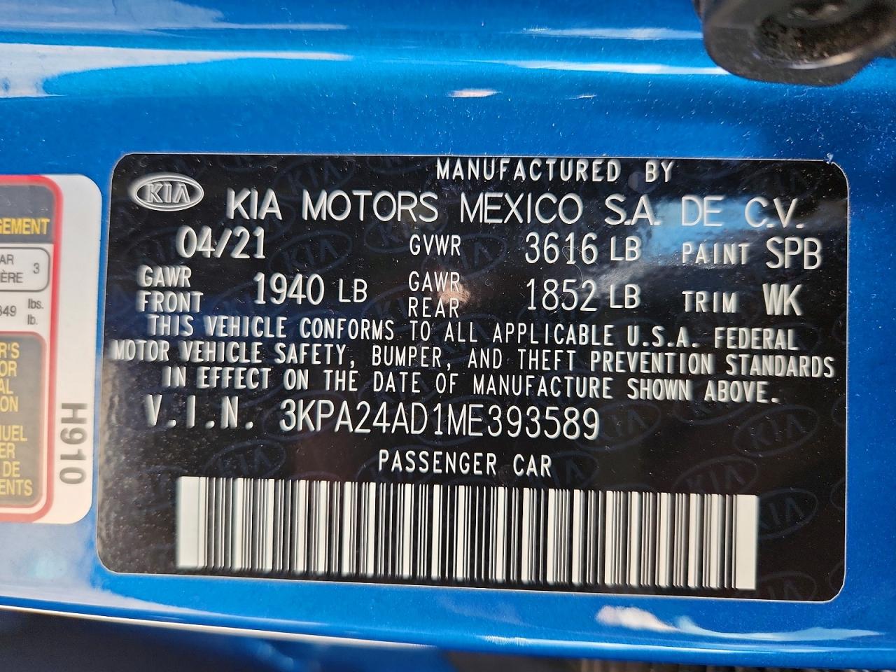 2021 KIA RIO