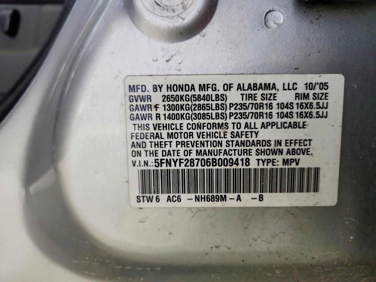 2006 HONDA PILOT