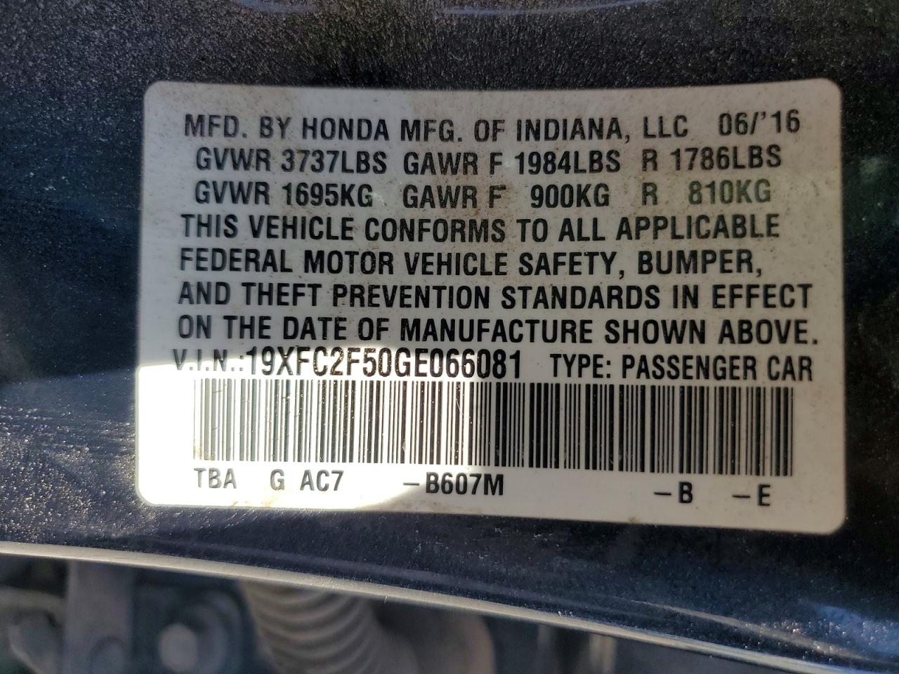 2016 HONDA CIVIC