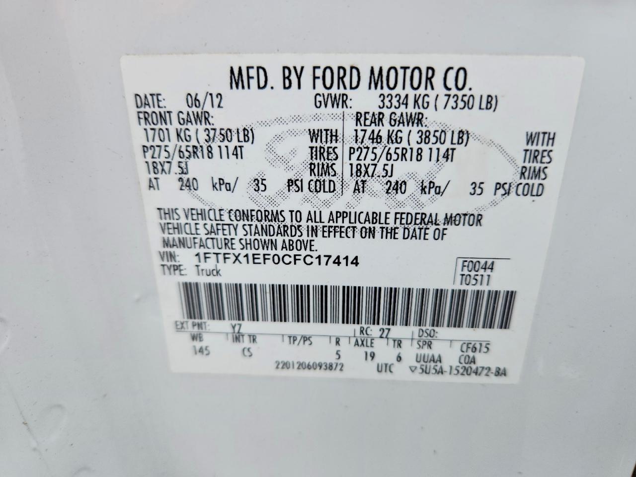 2012 FORD F150