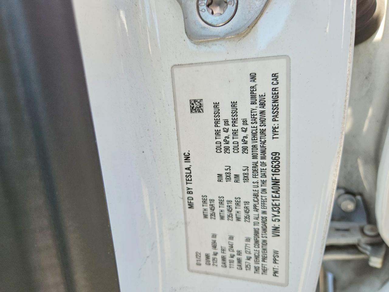 2022 TESLA MODEL 3