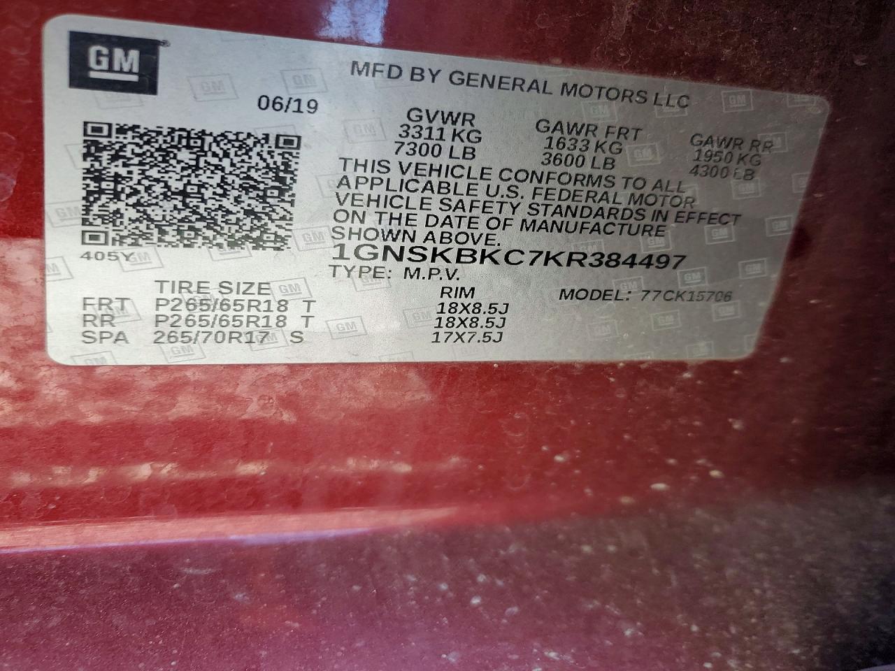 2019 CHEVROLET TAHOE
