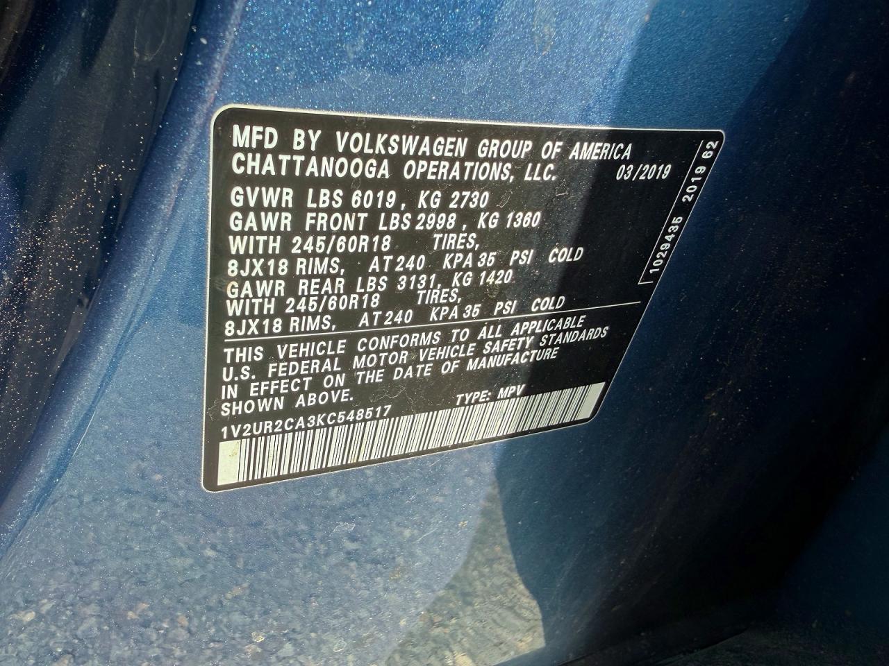 2019 VOLKSWAGEN ATLAS