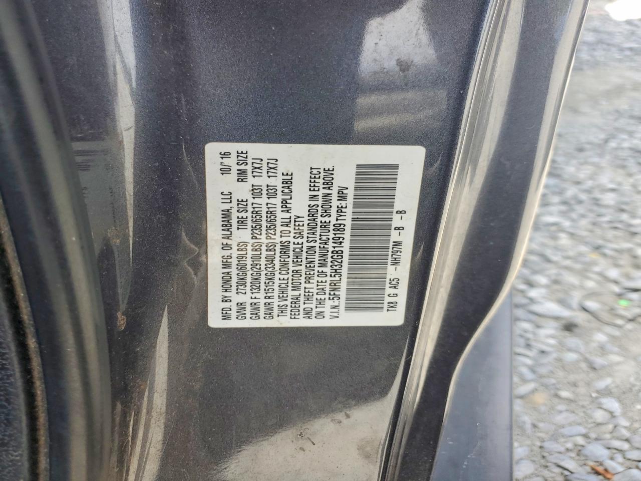 2016 HONDA ODYSSEY