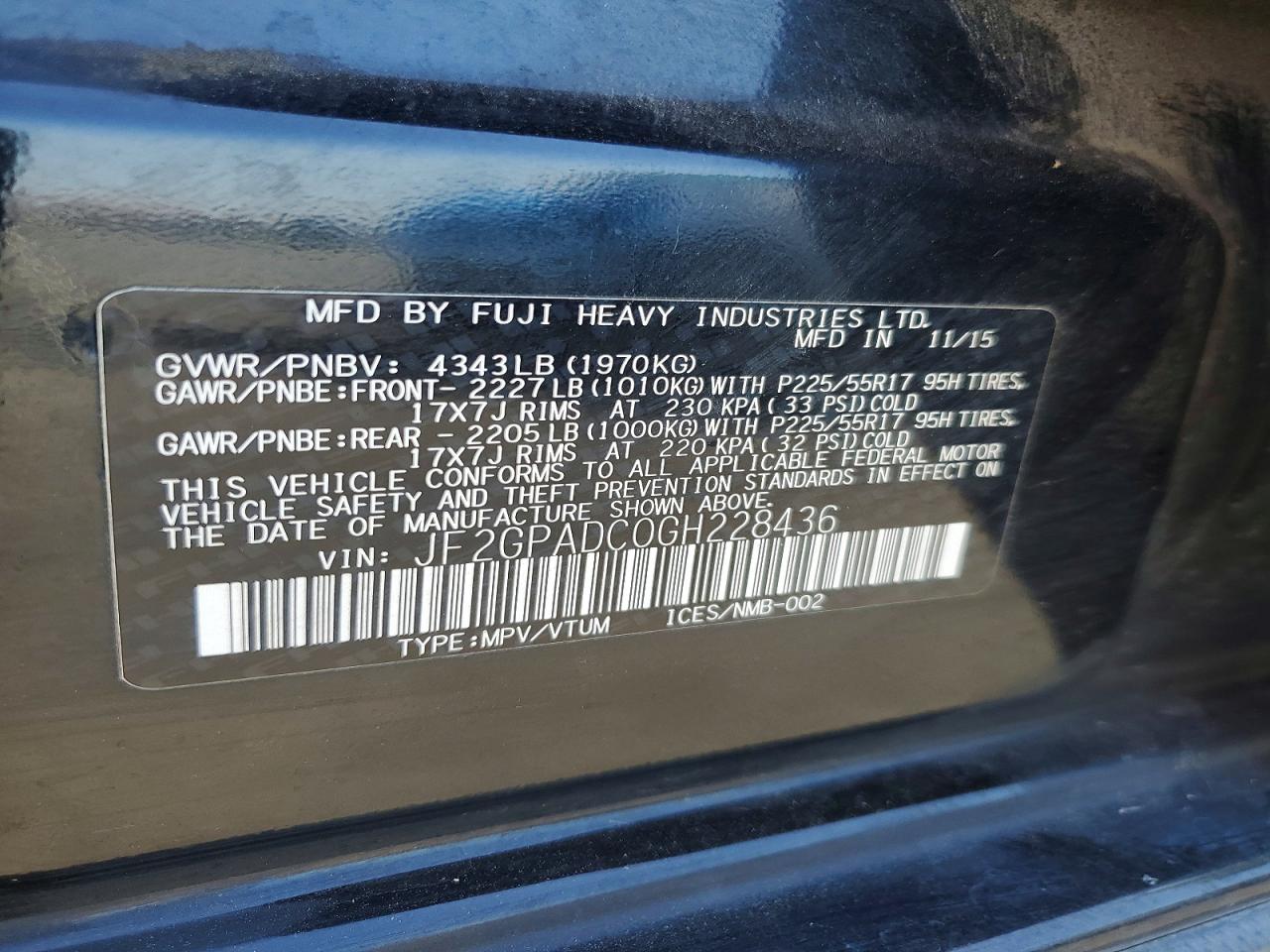 2016 SUBARU CROSSTREK