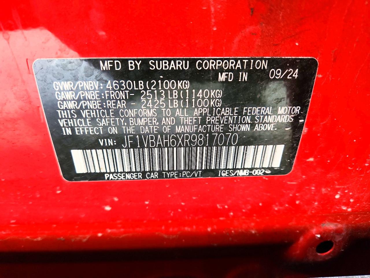 2024 SUBARU WRX