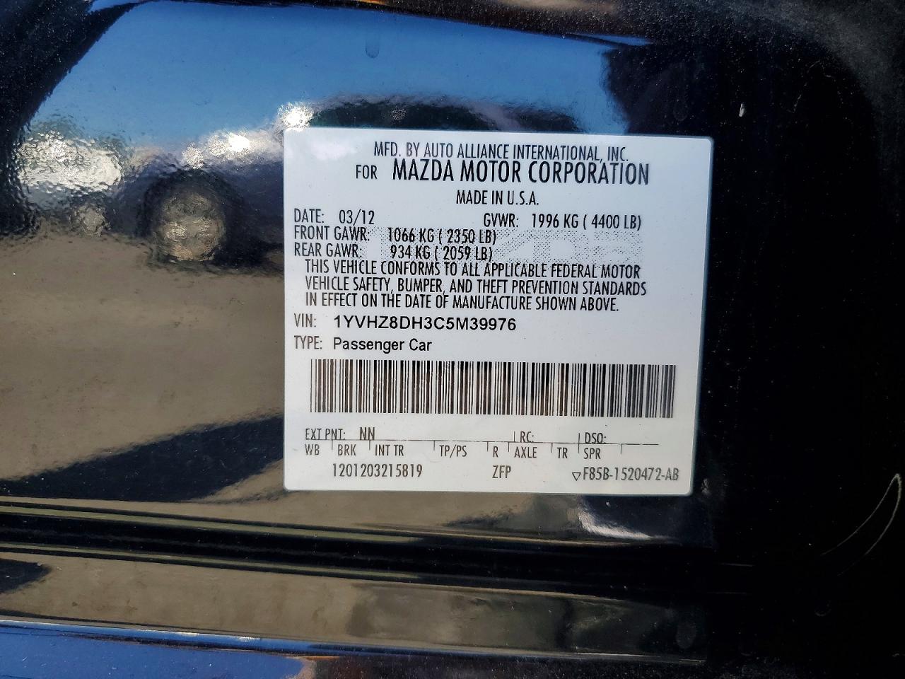 2012 MAZDA 6