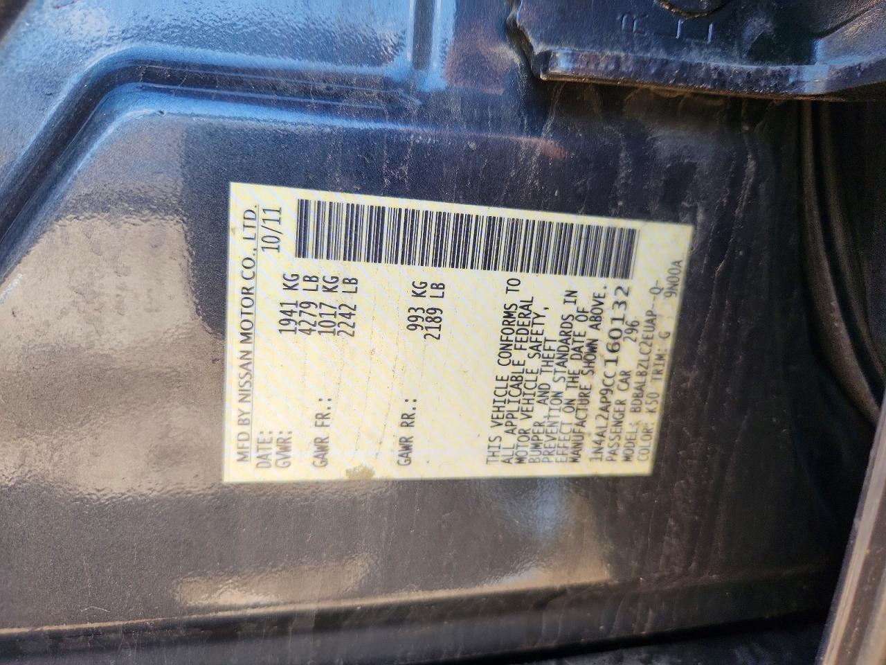 2012 NISSAN ALTIMA