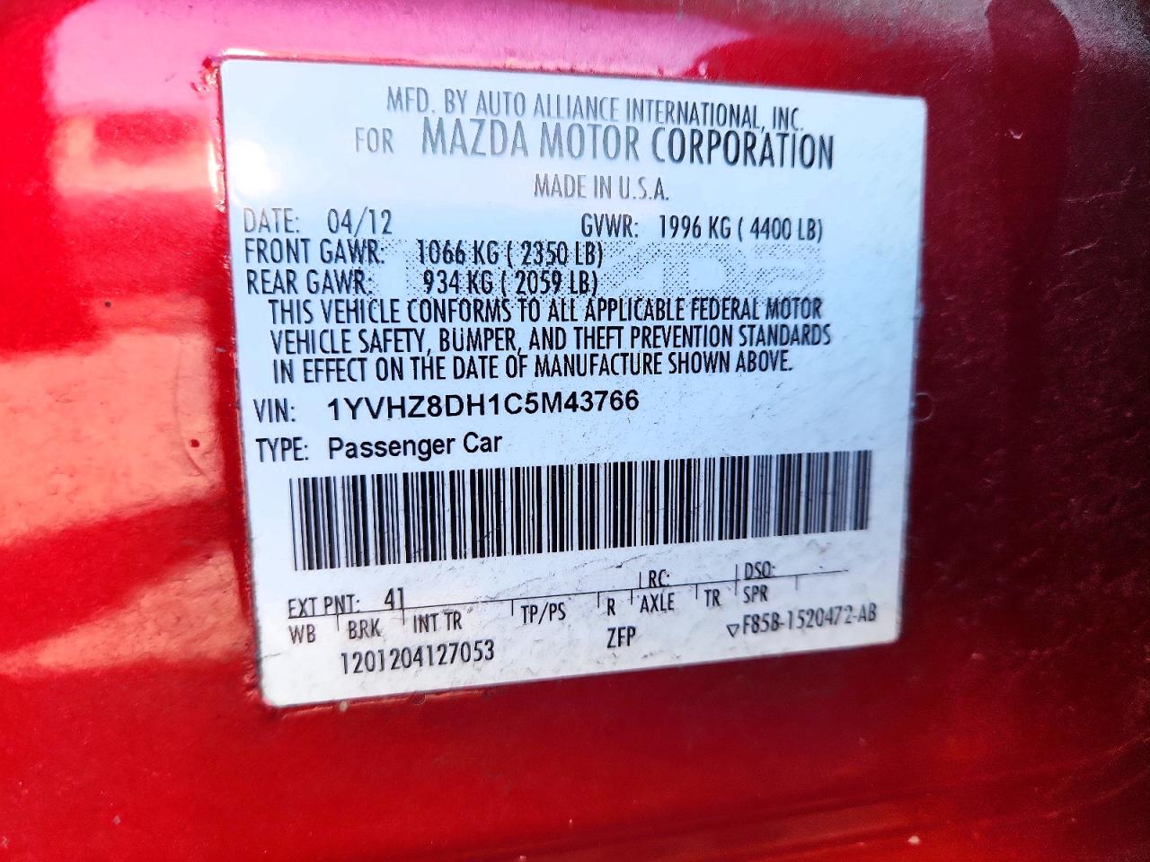 2012 MAZDA 6