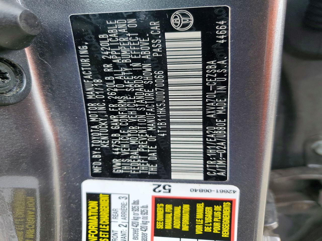 2018 TOYOTA CAMRY