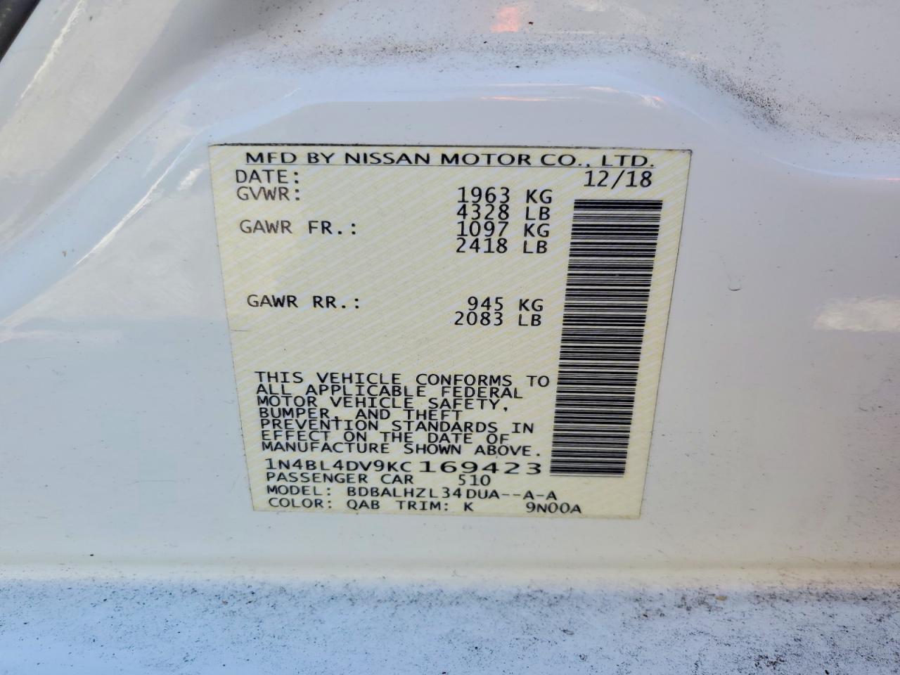 2019 NISSAN ALTIMA