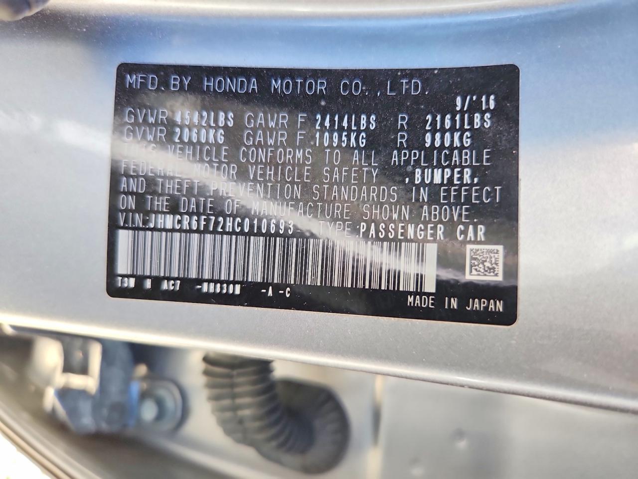 2017 HONDA ACCORD