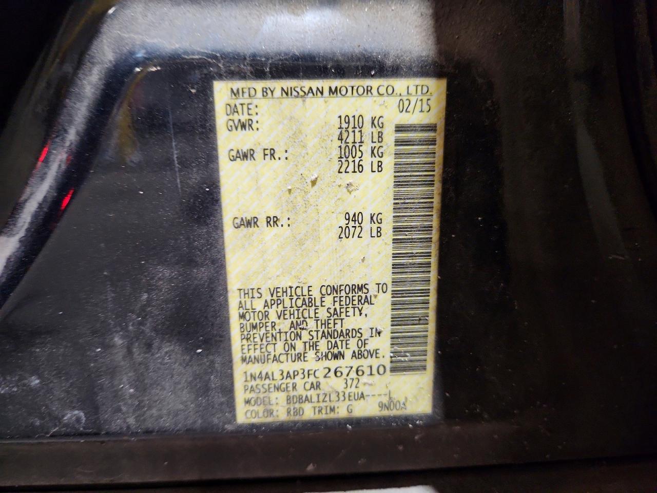 2015 NISSAN ALTIMA