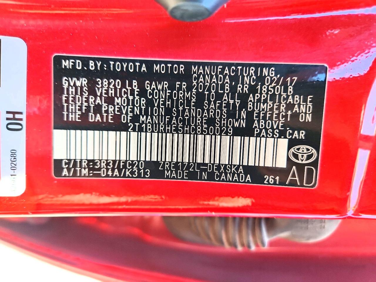 2017 TOYOTA COROLLA