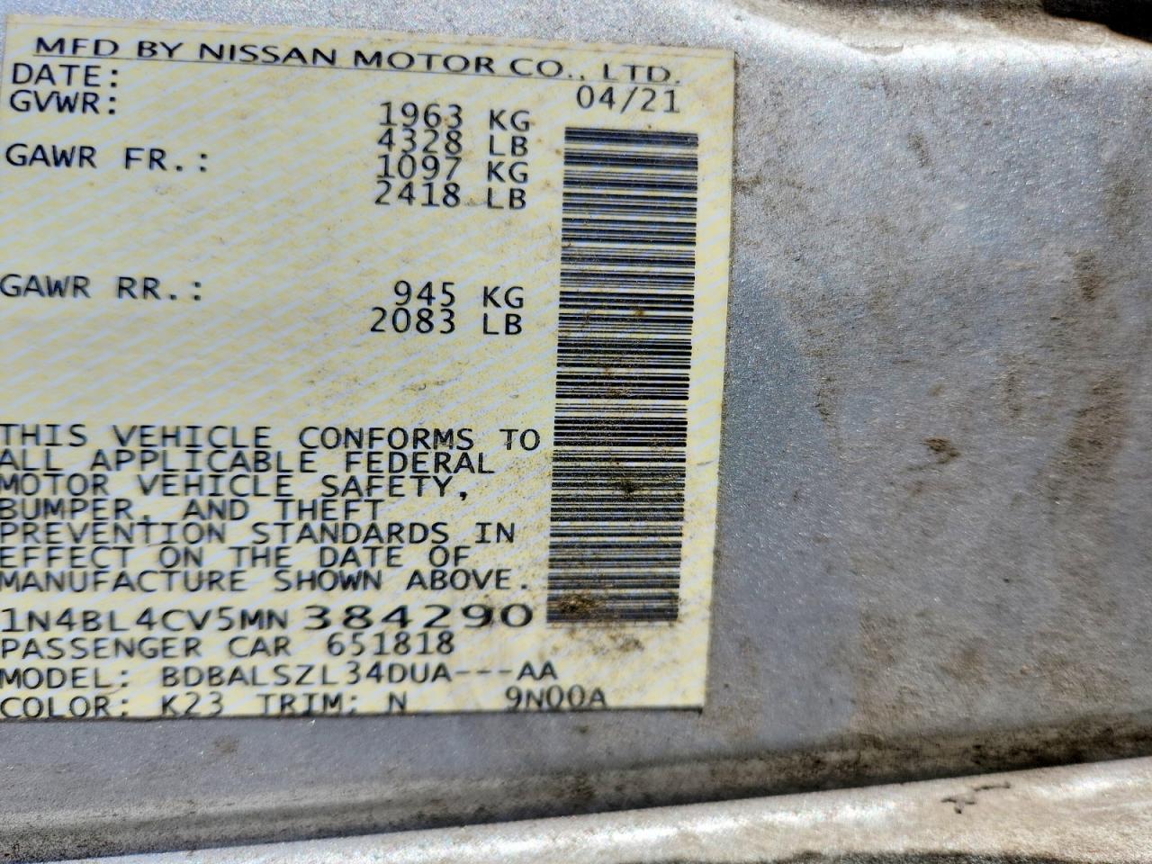 2021 NISSAN ALTIMA