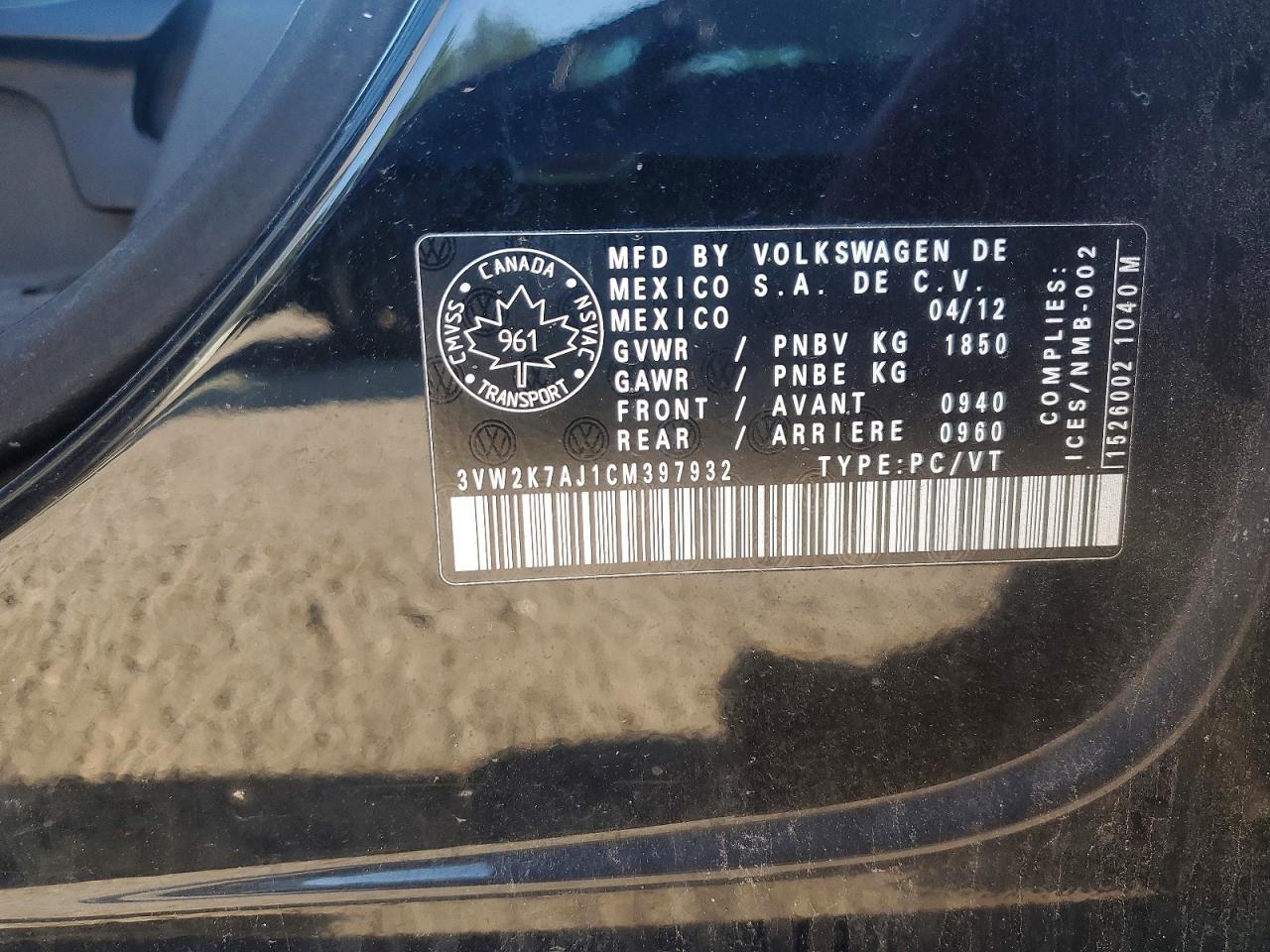 2012 VOLKSWAGEN JETTA