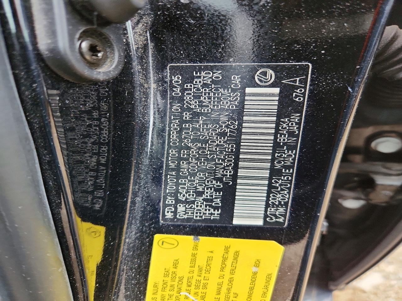 2005 LEXUS ES330