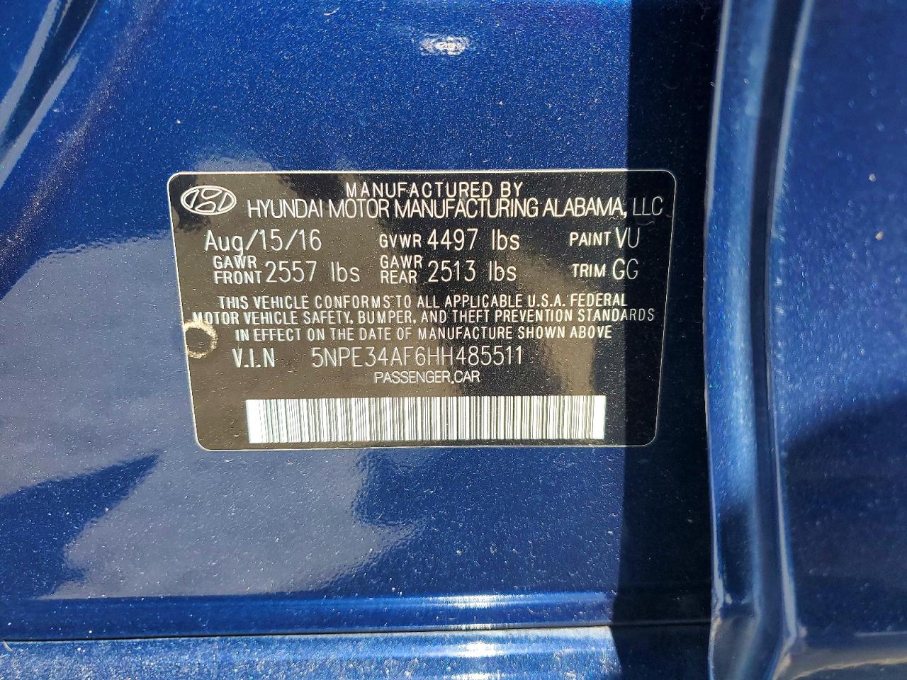 2017 HYUNDAI SONATA