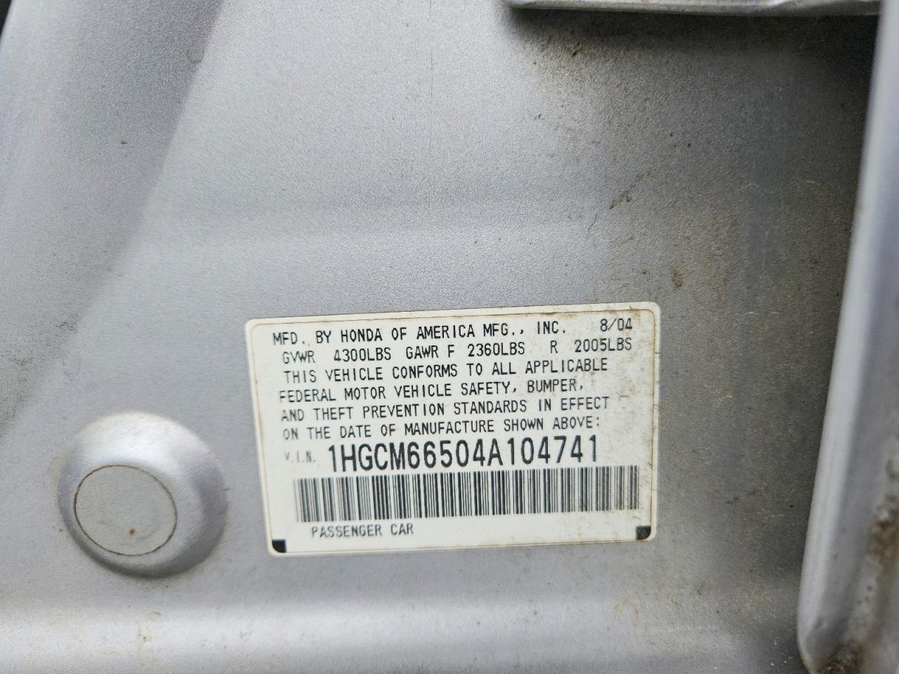 2004 HONDA ACCORD