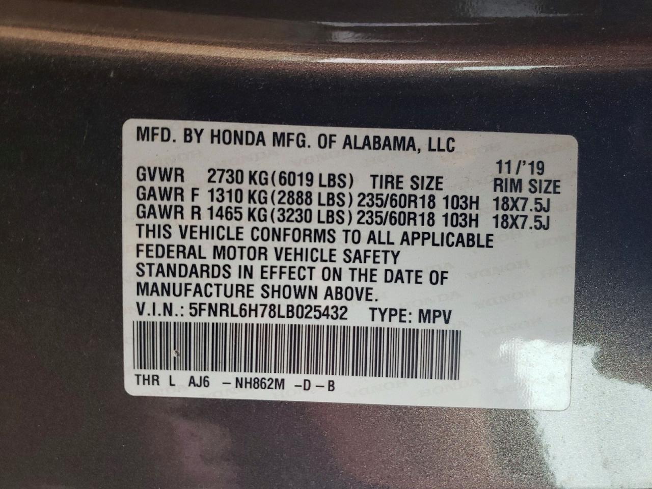 2020 HONDA ODYSSEY