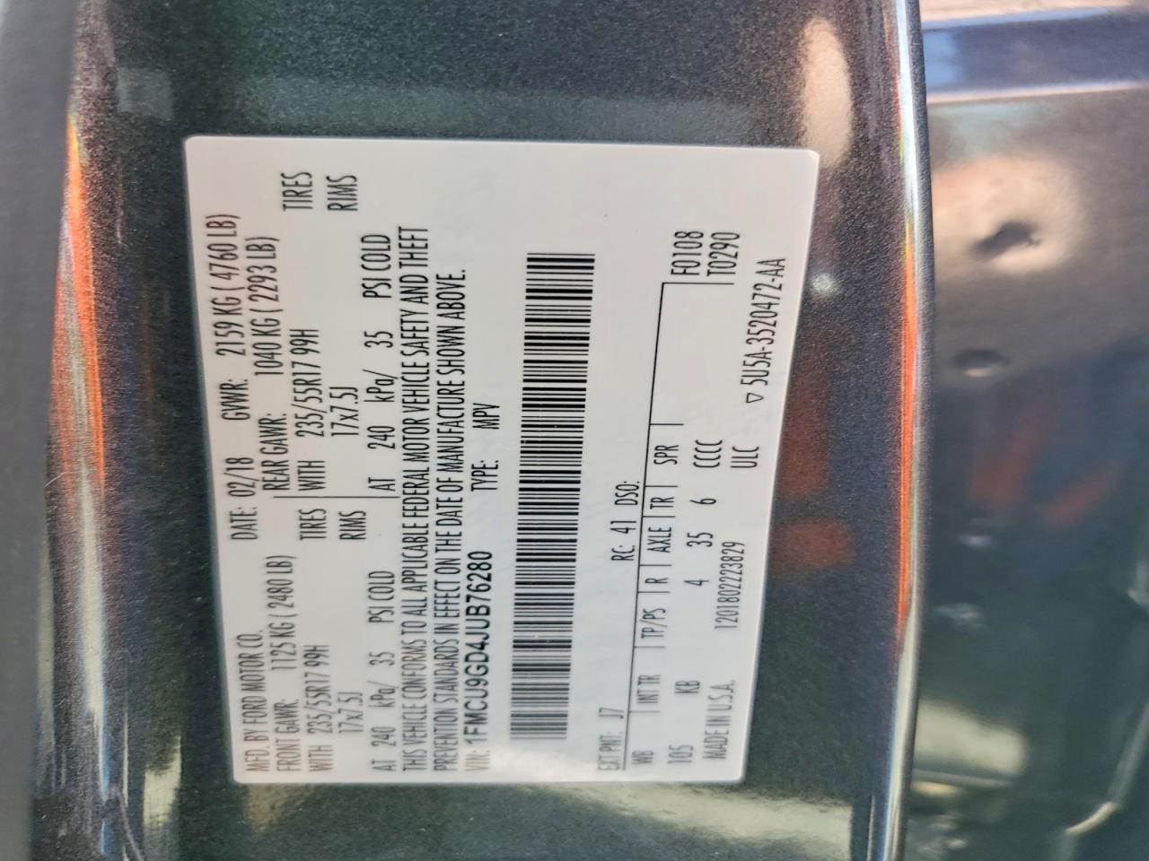 2018 FORD ESCAPE