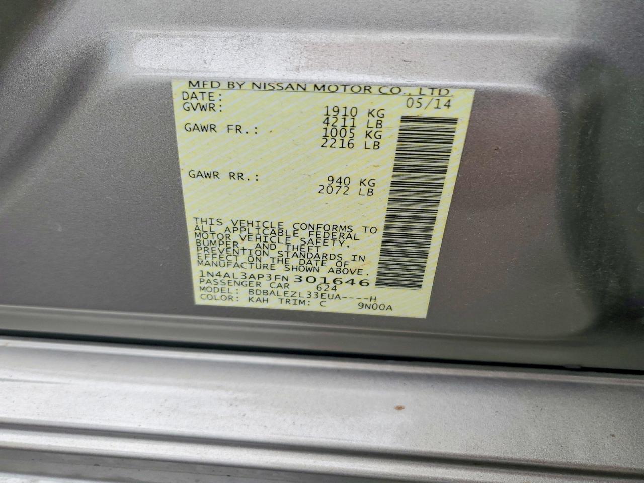 2015 NISSAN ALTIMA