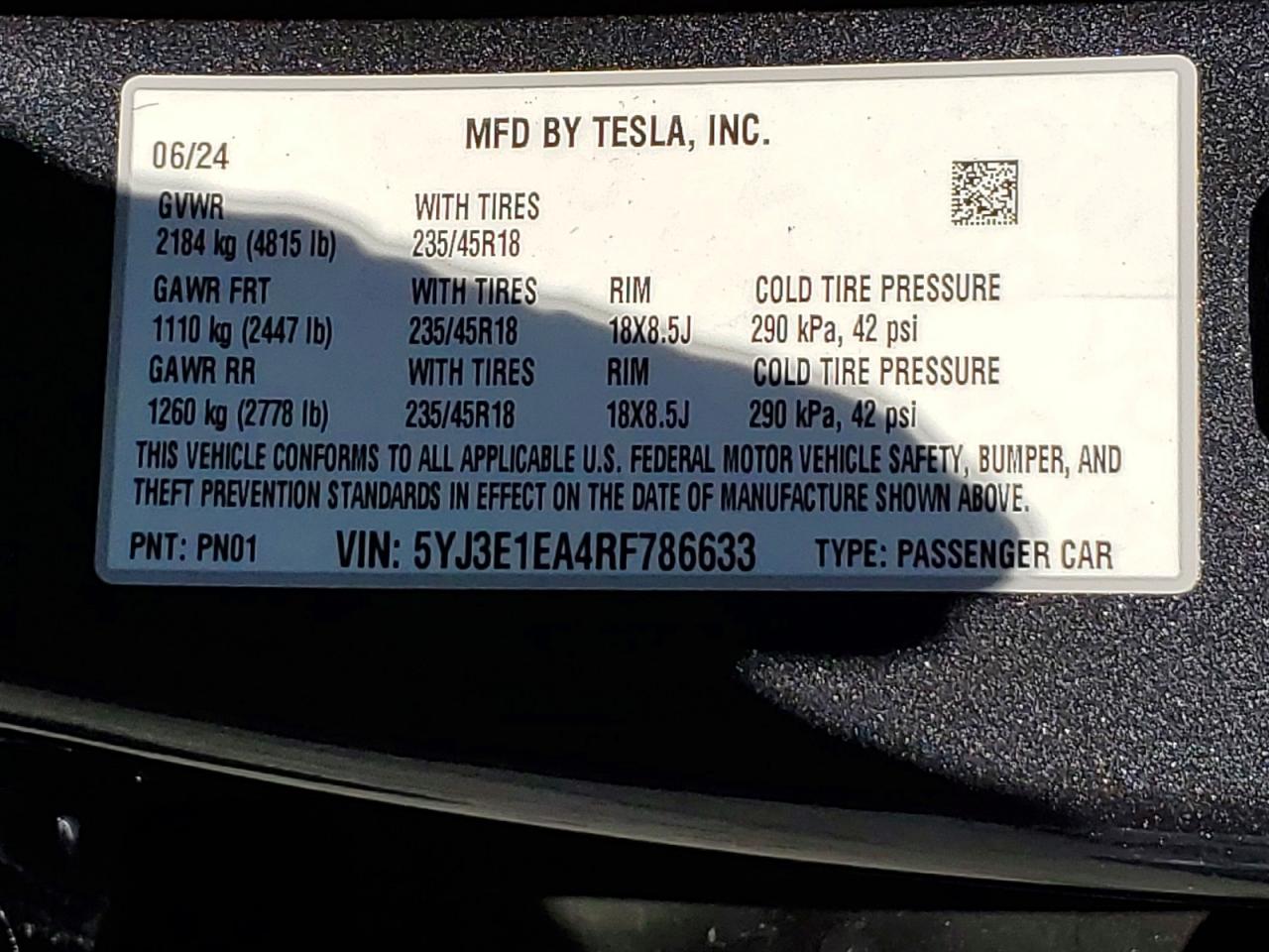 2024 TESLA MODEL 3