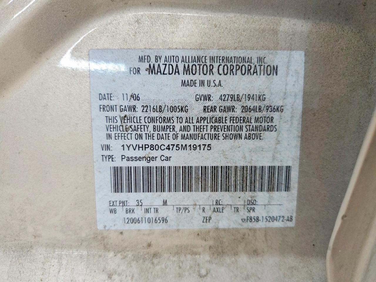 2007 MAZDA 6