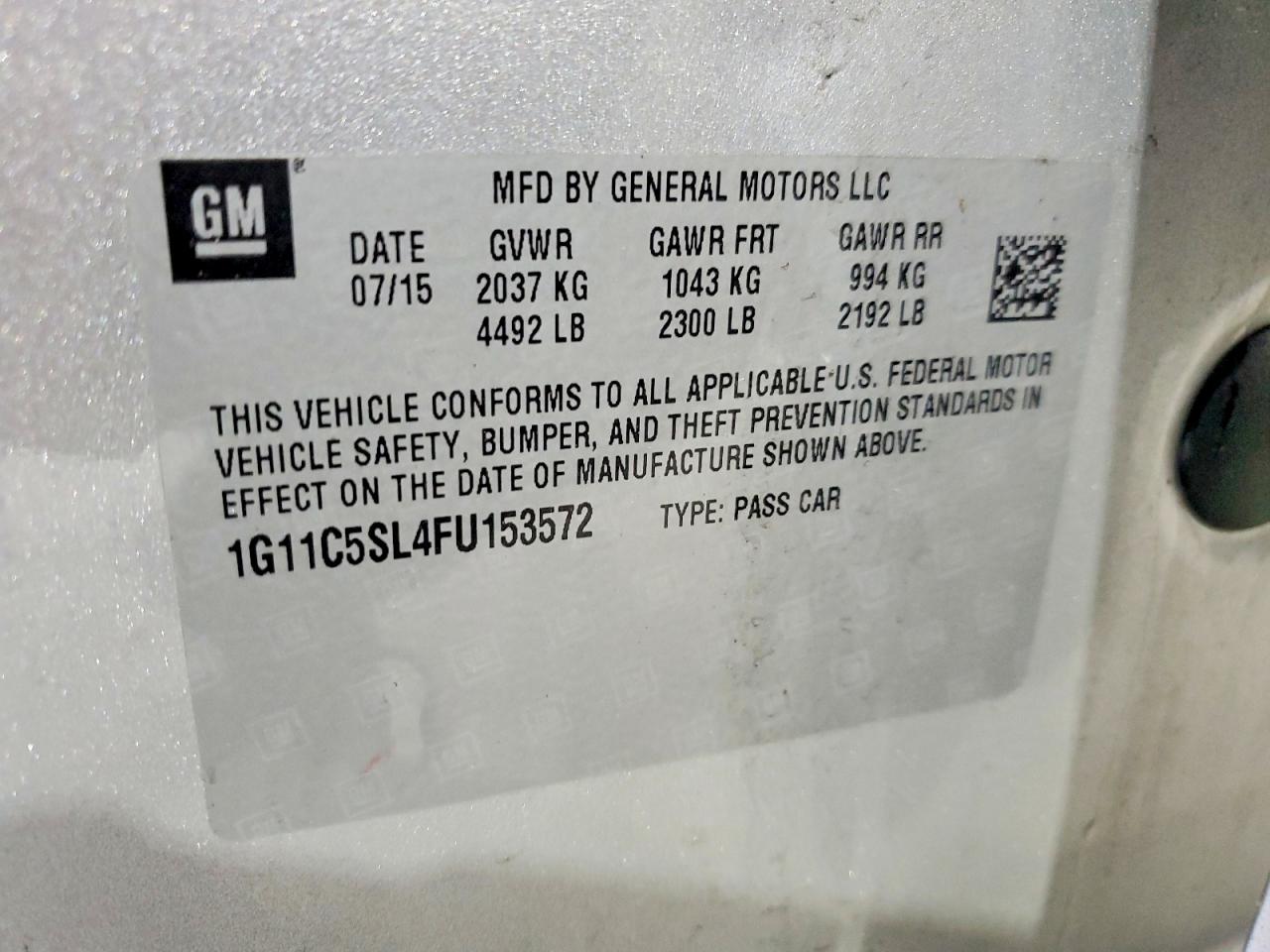 2015 CHEVROLET MALIBU