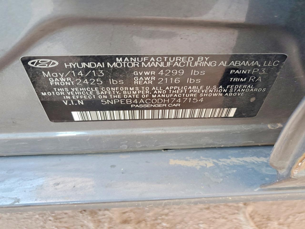 2013 HYUNDAI SONATA
