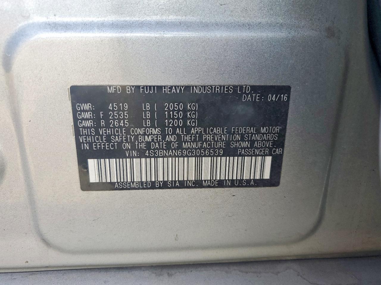 2016 SUBARU LEGACY