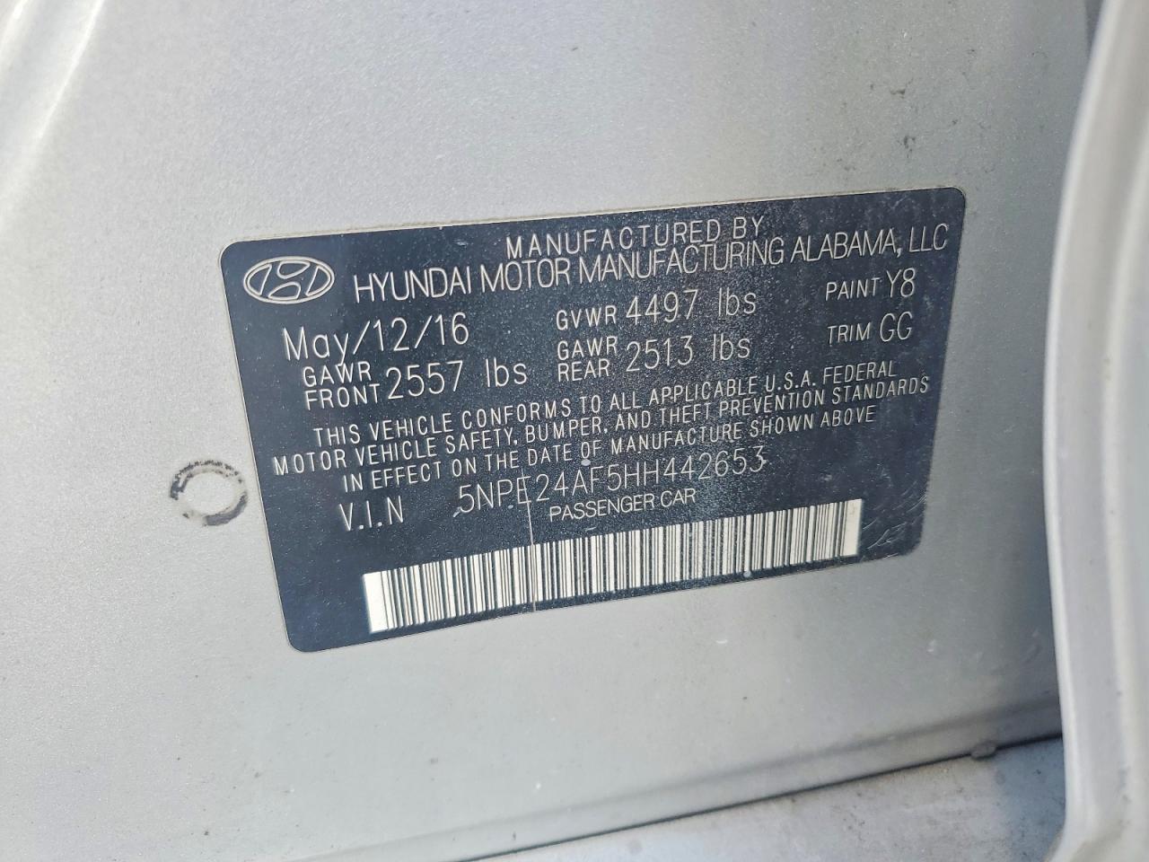 2017 HYUNDAI SONATA