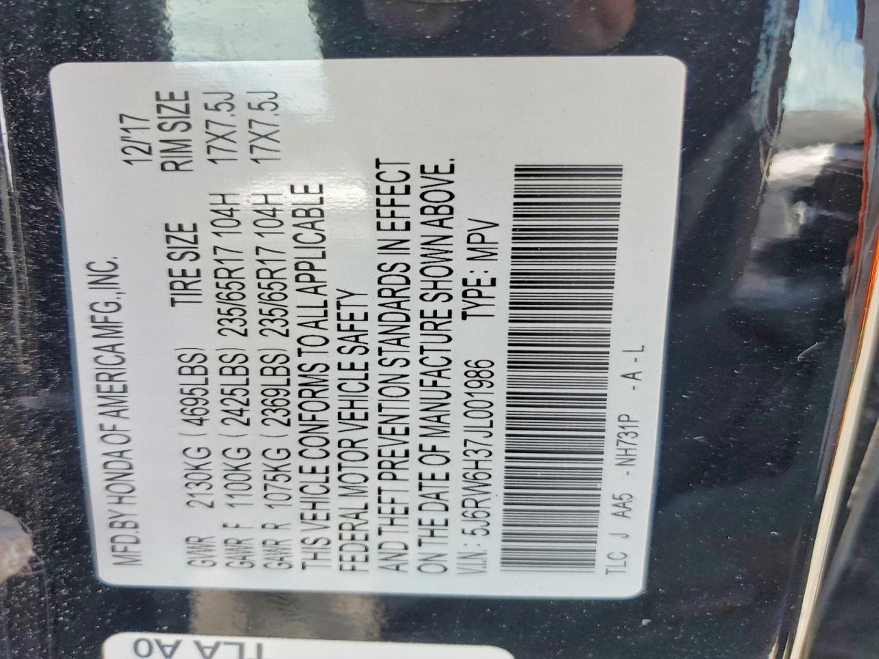 2018 HONDA CRV