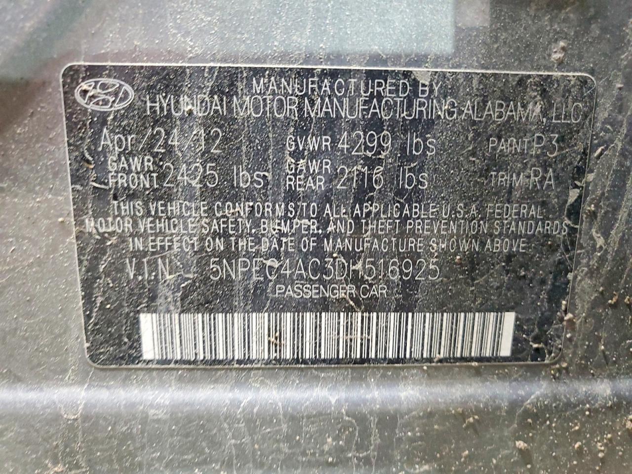 2013 HYUNDAI SONATA