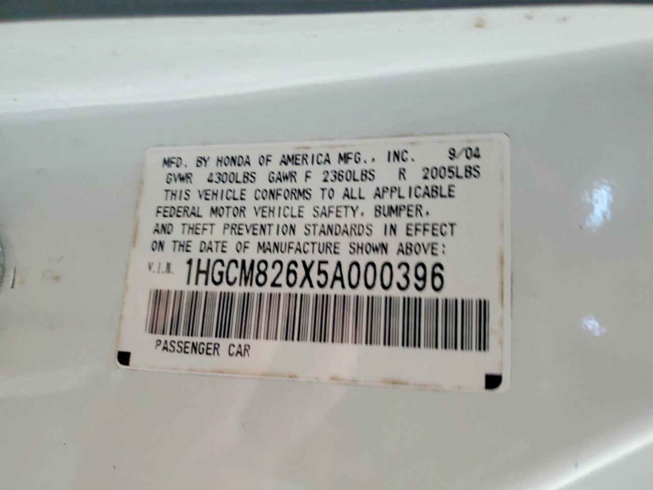 2005 HONDA ACCORD