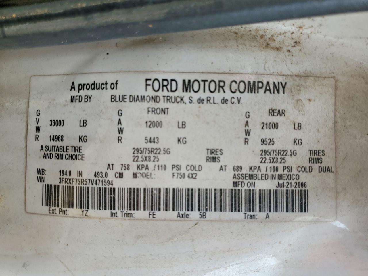 2007 FORD F750