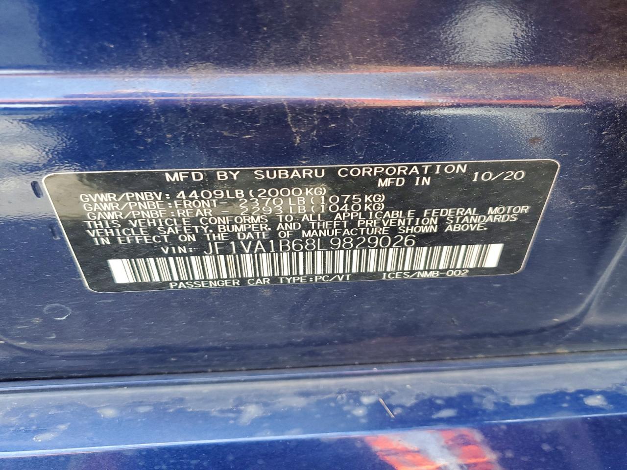 2020 SUBARU WRX