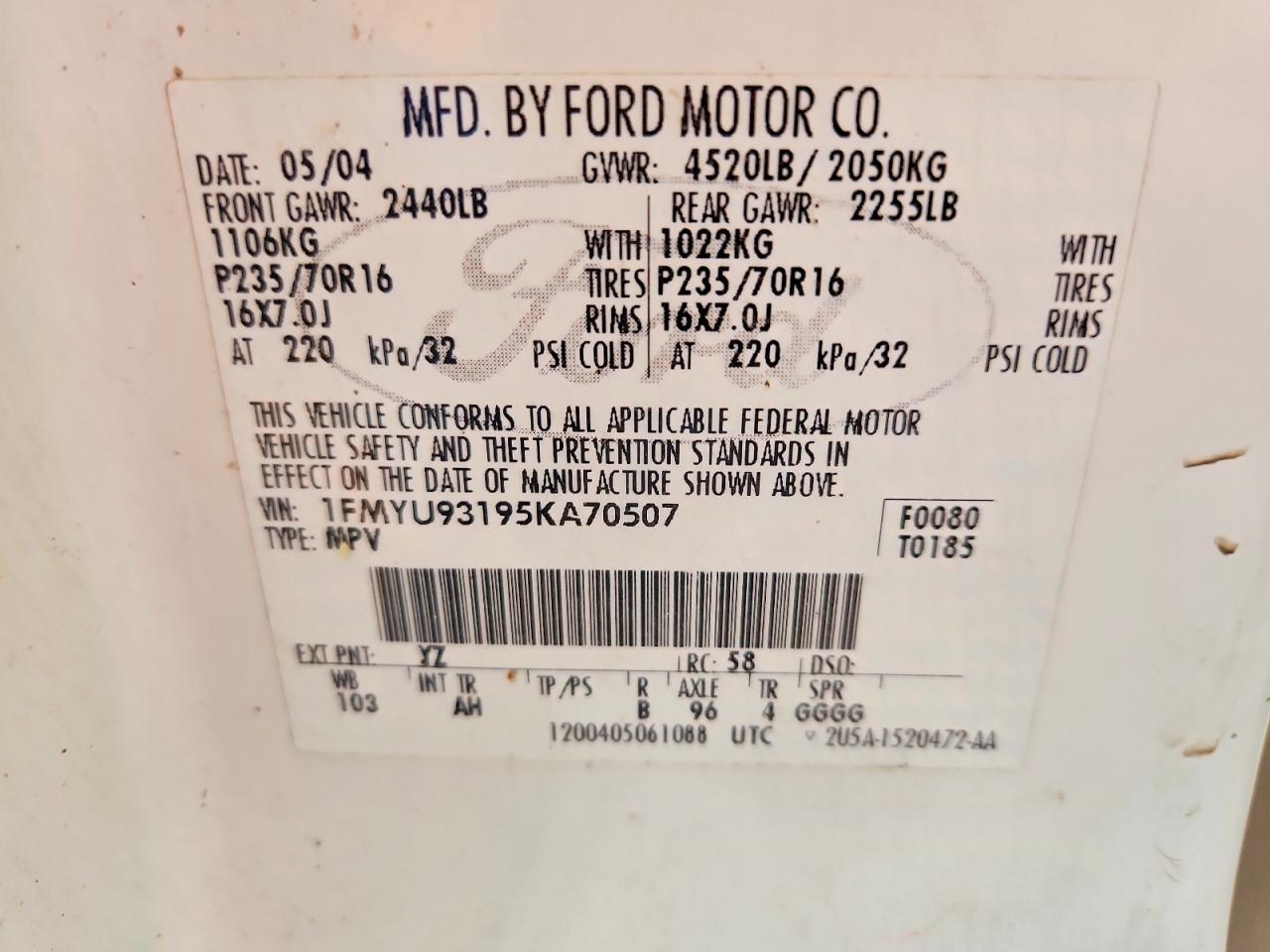2005 FORD ESCAPE