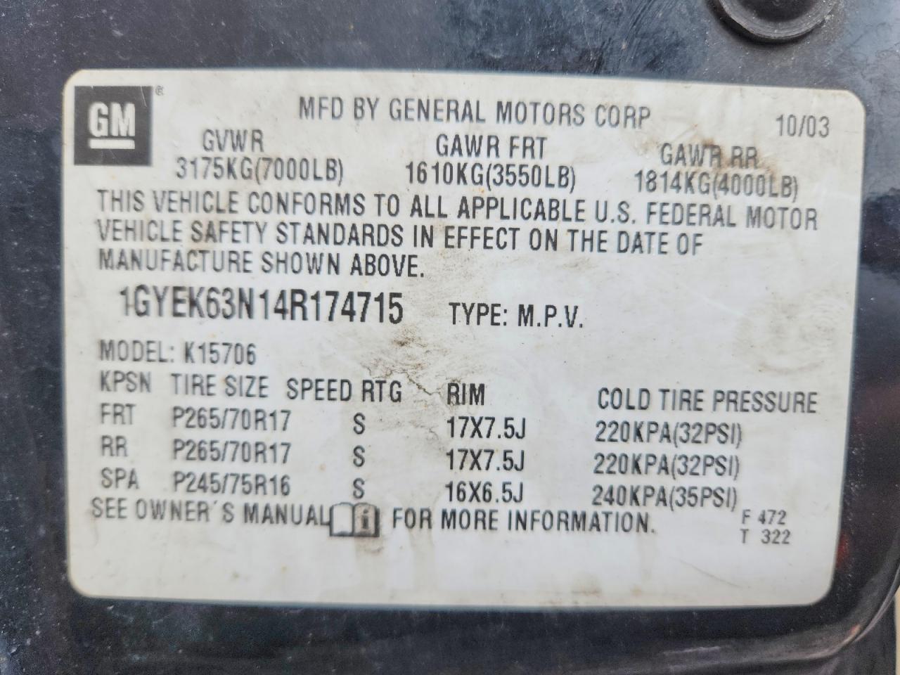 2004 CADILLAC ESCALADE