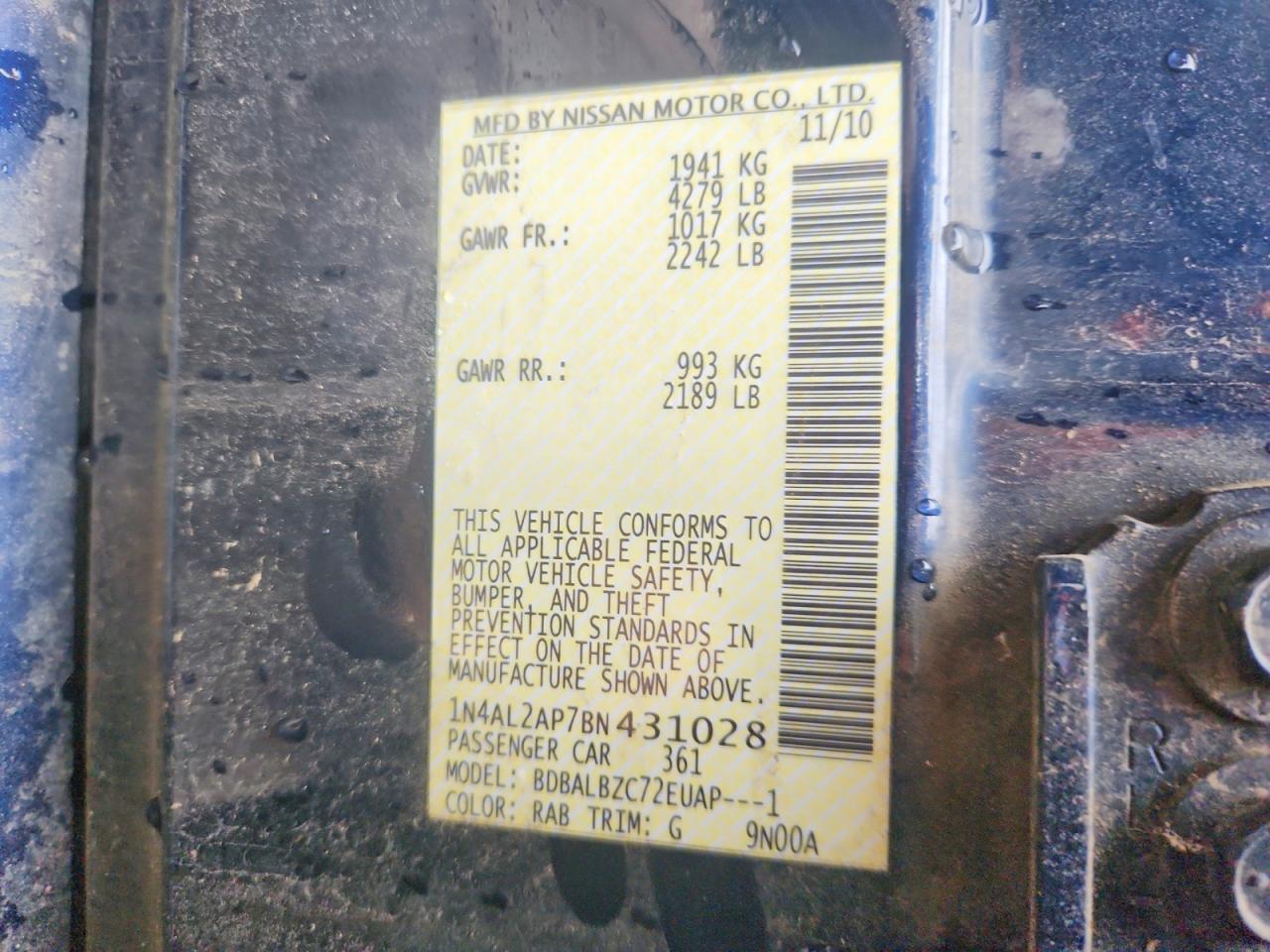 2011 NISSAN ALTIMA