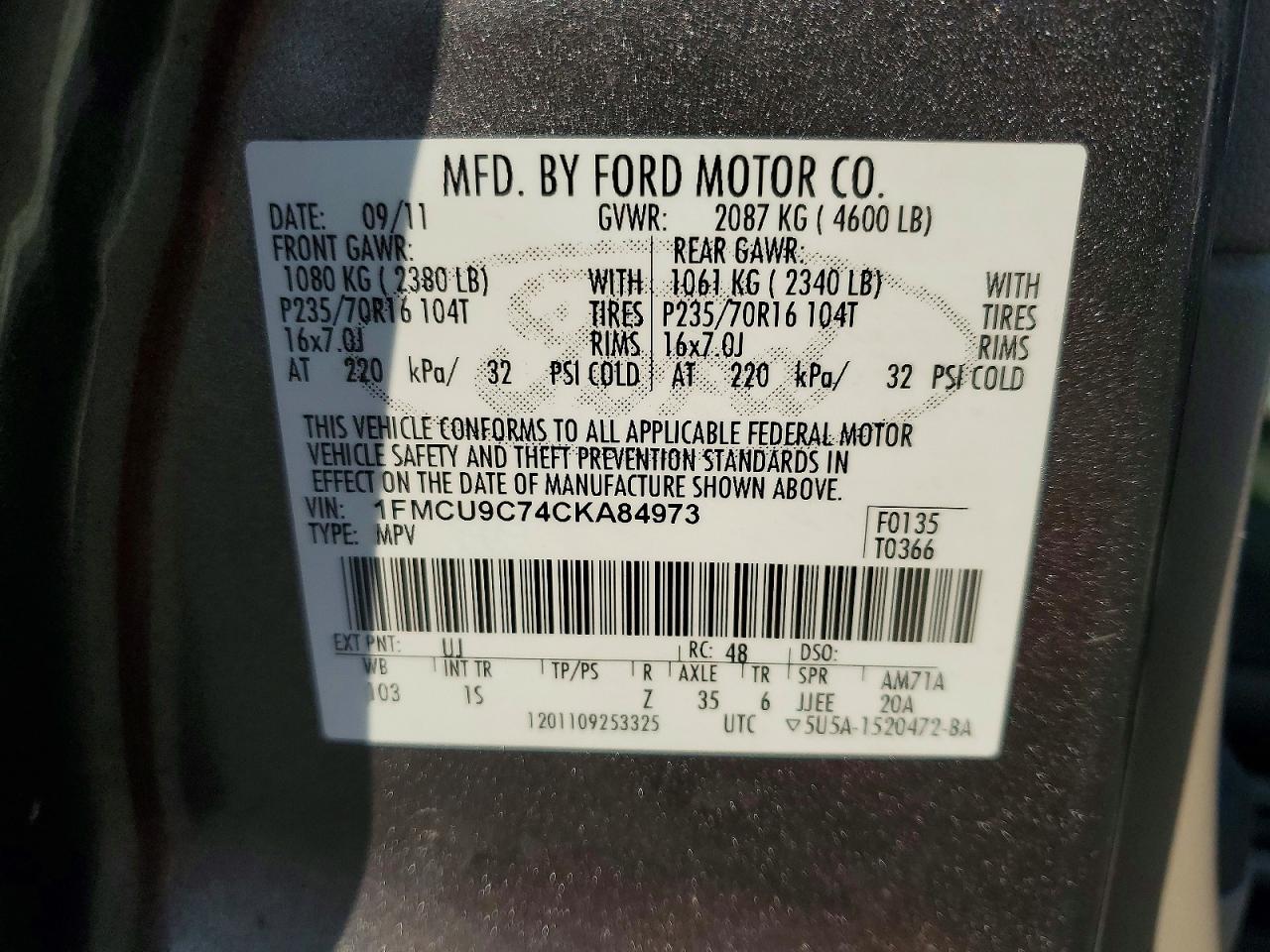 2012 FORD ESCAPE