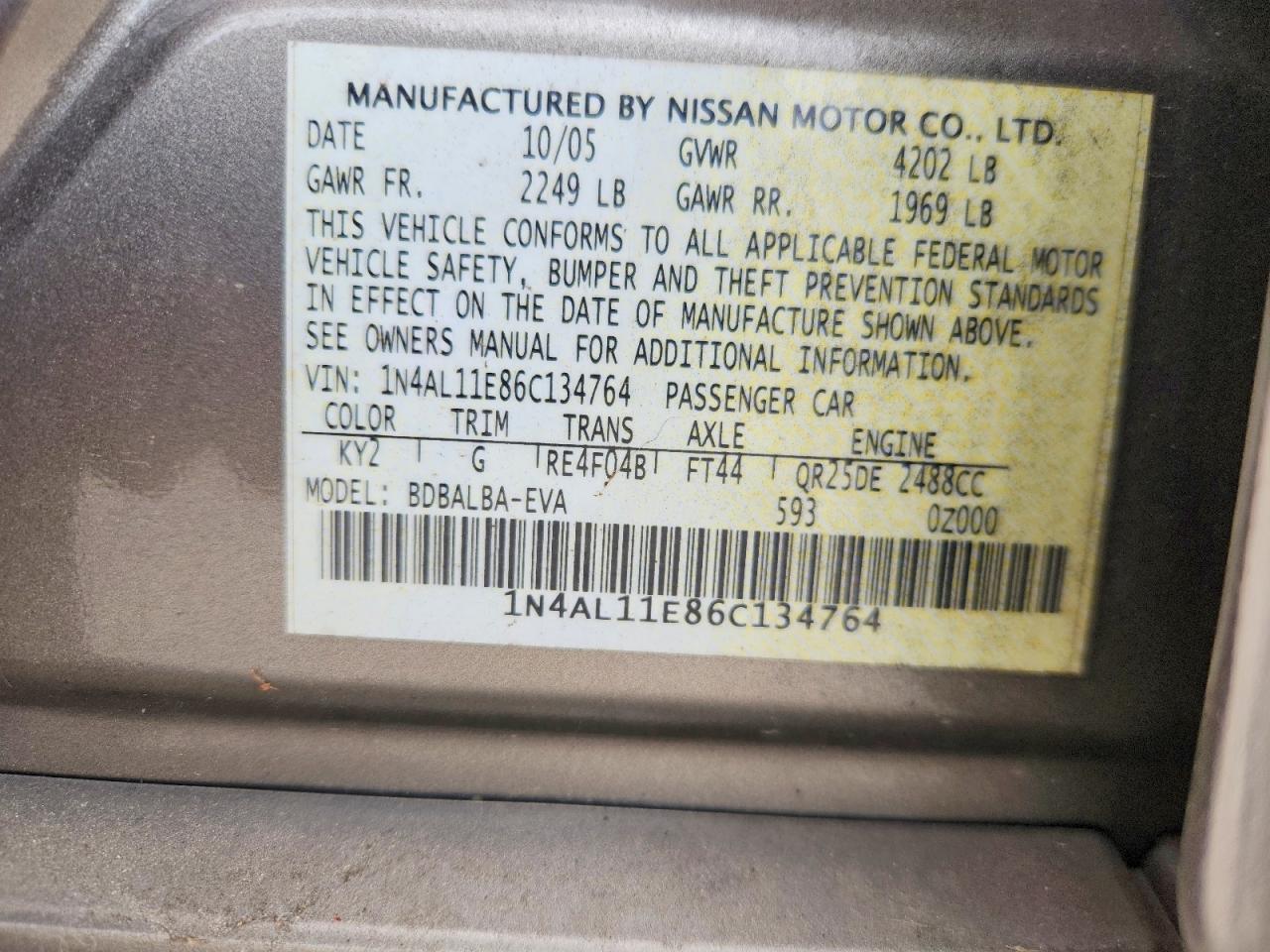 2006 NISSAN ALTIMA