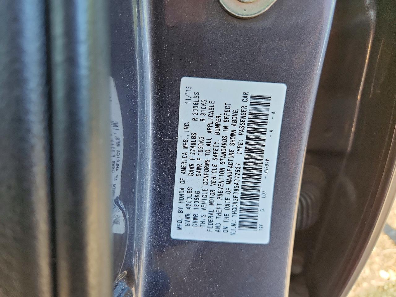2016 HONDA ACCORD