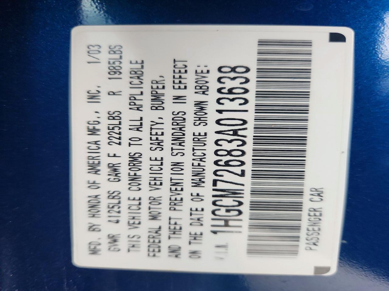 2003 HONDA ACCORD